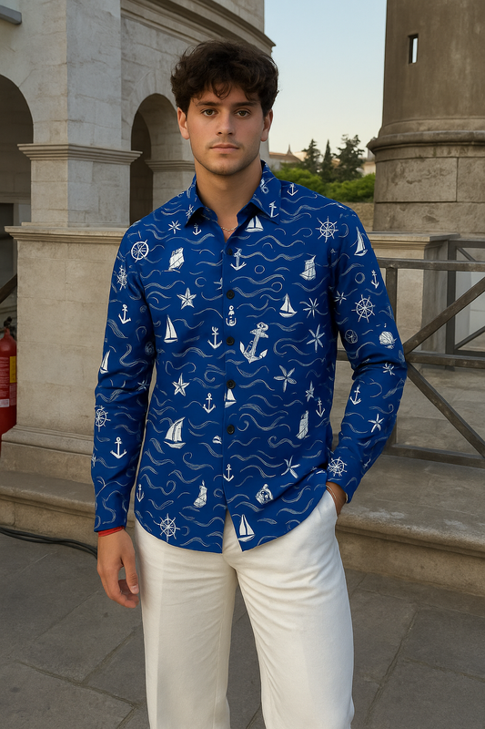 Men's Premium Imported Lycra Printed Shirt – Stylish, Stretchable & Modern Fit
