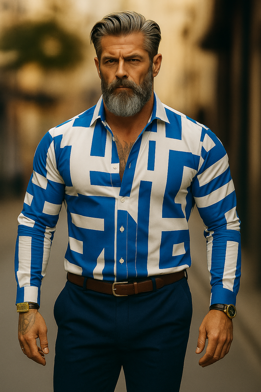 Men's Premium Imported Lycra Printed Shirt – Stylish, Stretchable & Modern Fit