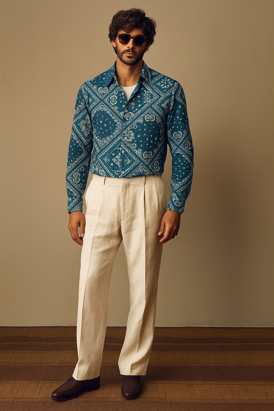 Men's Premium Imported Lycra Printed Shirt – Stretchable, Stylish & All-Day Comfort