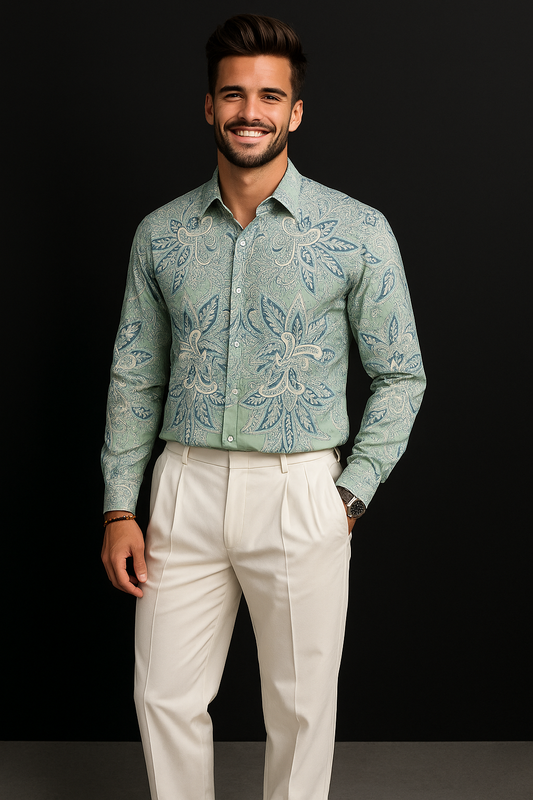 Men's Premium Imported Lycra Printed Shirt – Stretchable, Stylish & All-Day Comfort