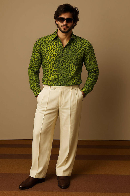 Men's Tiger Print Velvet Shirt – Bold Designer Statement Shirt for Party & Casual Wear