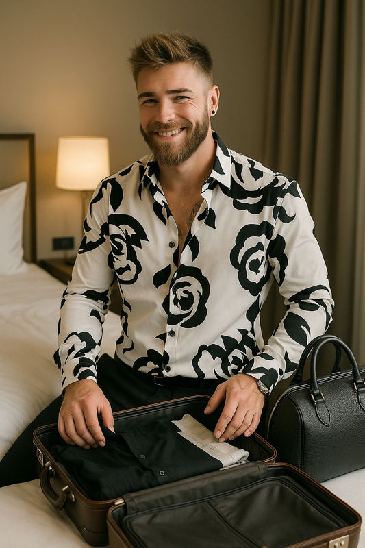 Men’s Premium Lycra Shirt – Floral Print | Imported Stretch Fabric | Soft & Stylish Casual Wear